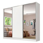 Clóset Matrimonial 231 cm 3 Puertas Corredizas Con 2 Espejos 100% MDF Blanco Royale Madesa