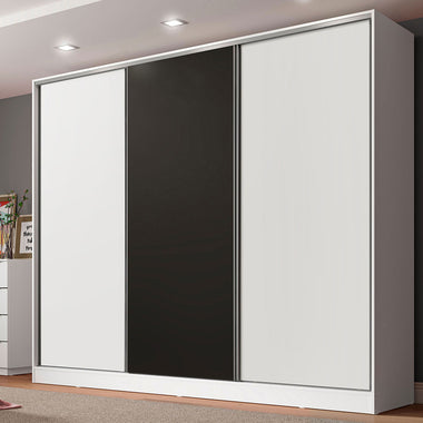 Clóset Matrimonial 231 cm 3 Puertas Corredizas 100% MDF Blanco/Negro Royale Madesa