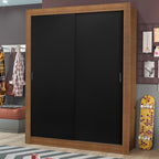 Clóset Soltero 117 cm 2 Puertas Corredizas 4 Cajones Marrón/Negro Dallas Madesa