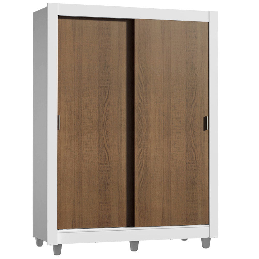 Clóset Soltero Dallas Plus 2 Puertas Corredizas 4 Cajones con Patas Blanco/Marrón