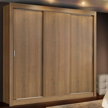Clóset Matrimonial 170 cm 3 Puertas Corredizas 4 Cajones Marrón Lyon Madesa