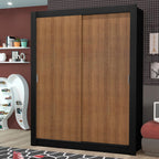 Clóset Soltero 117 cm 2 Puertas Corredizas 4 Cajones Negro/Marrón Dallas Madesa
