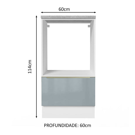 Gabinete Bajo para Horno 60 x 60 cm 1 Puerta (Con Encimera) Lux Blanco/Gris