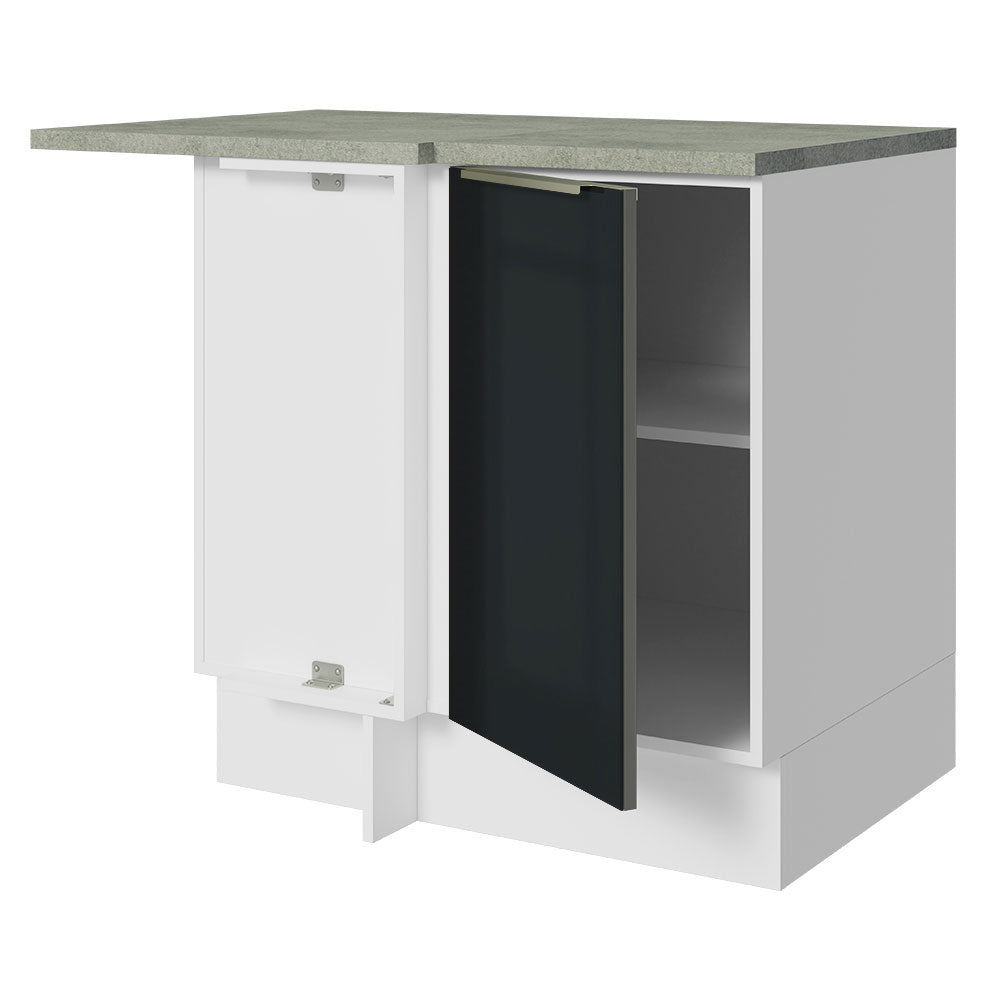 Gabinete Bajo Esquinero 102 cm 1 Puerta Blanco/Negro Lux Madesa