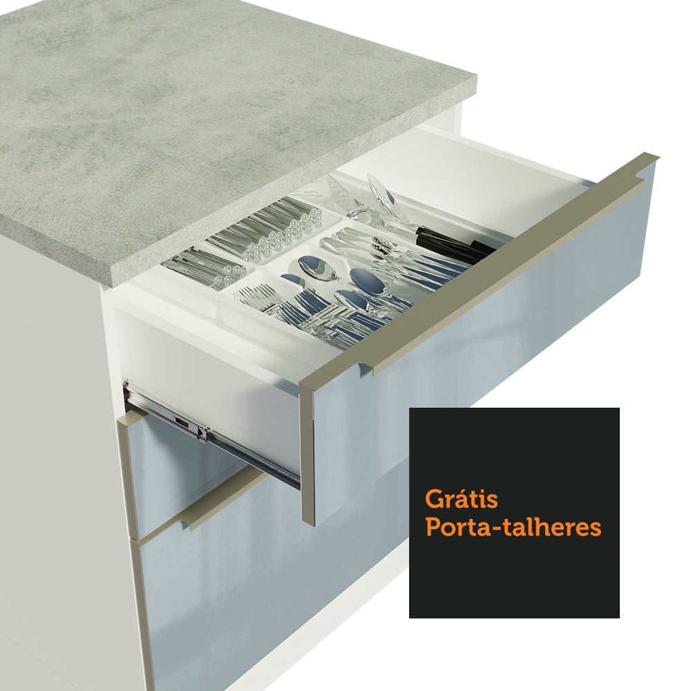 Gabinete Bajo 60 cm 3 Cajones Blanco/Gris Lux Madesa
