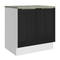 Gabinete Bajo 80 cm 2 Puertas Blanco/Negro Lux Madesa