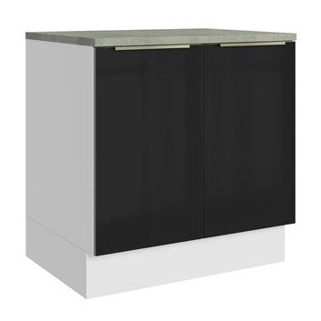 Gabinete Bajo 80 cm 2 Puertas Blanco/Negro Lux Madesa