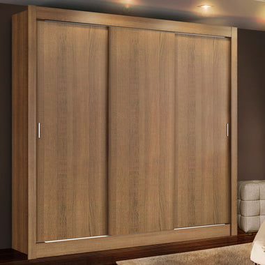 Clóset Matrimonial 170 cm 3 Puertas Corredizas 2 Cajones Marrón Lyon Madesa