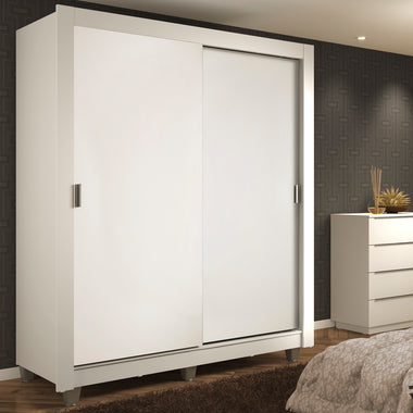 Clóset Soltero Dallas 2 Puertas Correderas 2 Cajones con Patas Blanco
