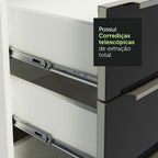 Gabinete Bajo 60 cm 3 Cajones Blanco/Negro Lux Madesa