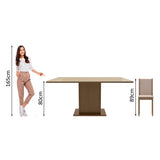 Comedor Moscú Plus Mesa Encimera de Vidrio con 6 Sillas Marrón/Crema/Sintético Beige