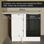 Gabinete Bajo Esquinero 102 cm 1 Puerta Blanco/Negro Lux Madesa