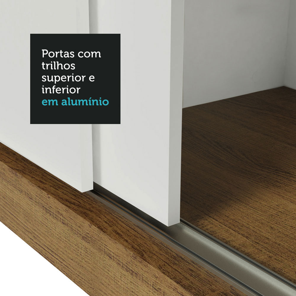 Clóset Matrimonial 170 cm 3 Puertas Corredizas Con 1 Espejo Marrón/Blanco Monaco Madesa
