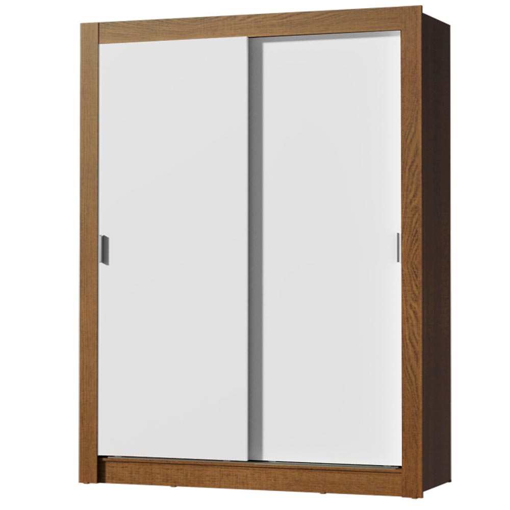 Clóset Soltero 117 cm 2 Puertas Corredizas 4 Cajones Marrón/Blanco Dallas Madesa
