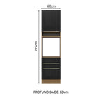 Mueble para Horno 60 cm 1 Puerta 3 Cajones Marrón/Negro Lux Madesa