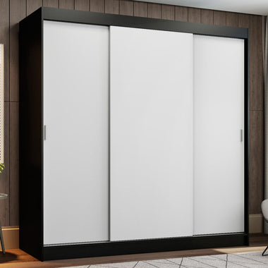 Clóset Matrimonial 180 cm 3 Puertas Corredizas Negro/Blanco Reno Madesa