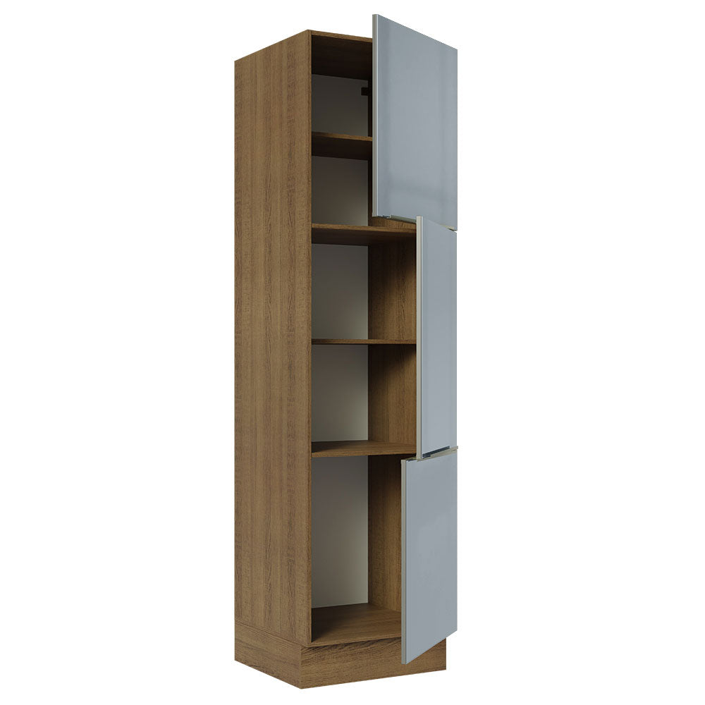 Mueble Despensa 60 cm 3 Puertas Lux Marrón/Gris