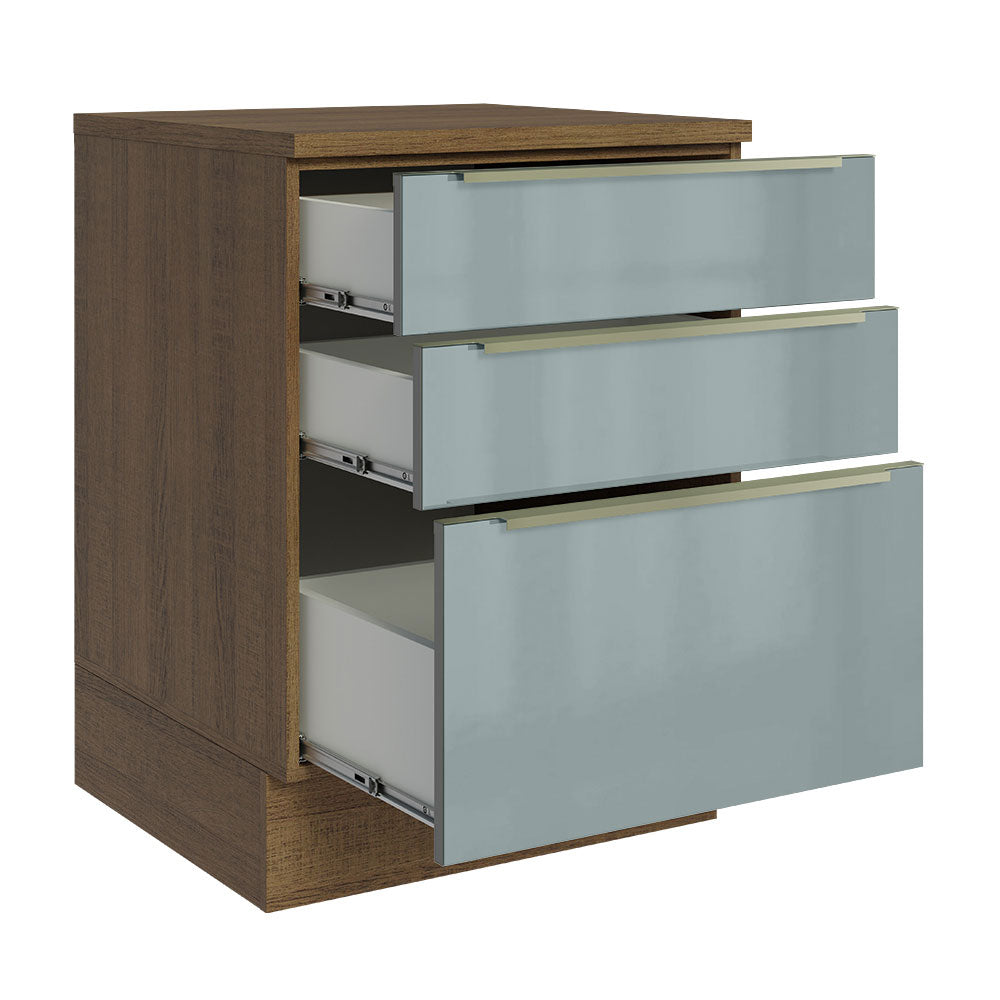 Gabinete Bajo 60 cm 3 Cajones Marrón/Gris Lux Madesa