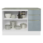 Gabinete Bajo 120 cm 2 Puertas 3 Cajones Blanco/Gris Lux Madesa