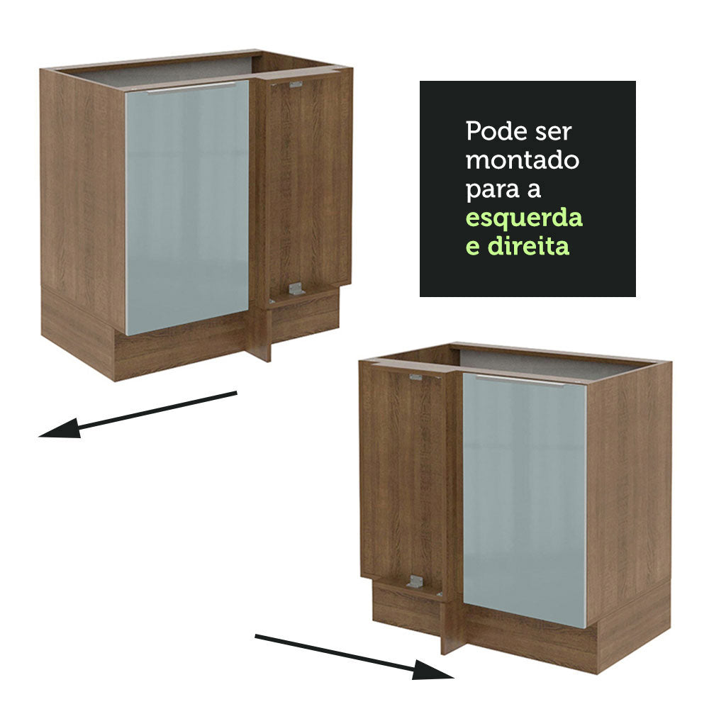 Mueble de Esquina Lux 1 Puerta 60 cm Profundidad (Con Encimera) Marrón/Gris