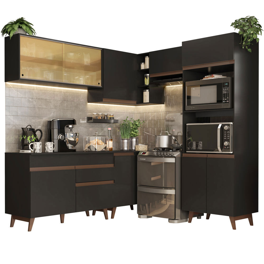 Cocina Integral Esquinera 402cm Negro Reims Madesa 02