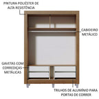 Clóset Soltero Dallas Plus 2 Puertas Corredizas 4 Cajones con Patas Marrón/Blanco