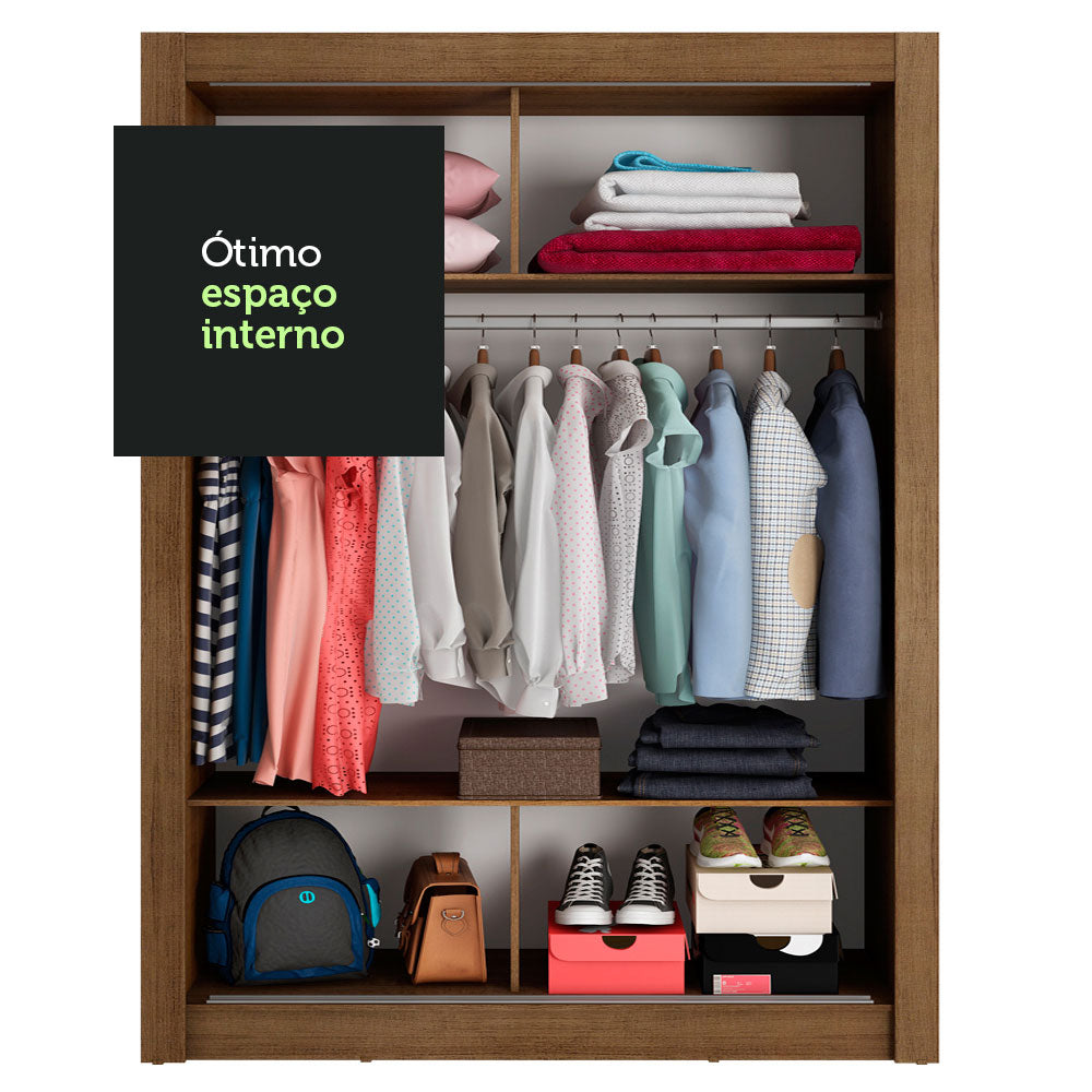 Clóset Soltero 117 cm 2 Puertas Corredizas Marrón/Blanco Denver Madesa