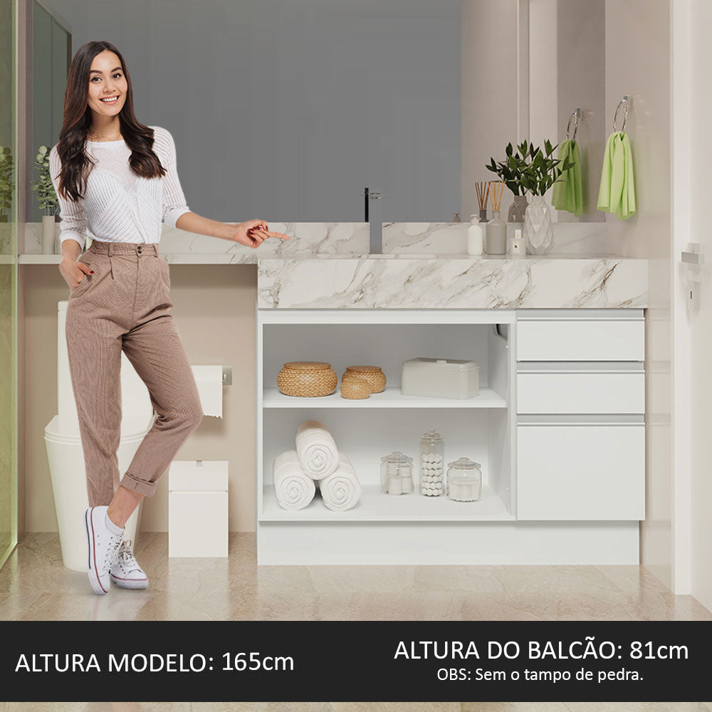 Gabinete para Baño de 120cm 2 Puertas y 3 Cajones Blanco