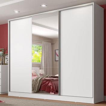 Clóset Matrimonial con Espejo Royale 3 Puertas Correderas Blanco 100% MDF