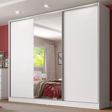 Clóset Matrimonial con Espejo Royale 3 Puertas Correderas Blanco 100% MDF