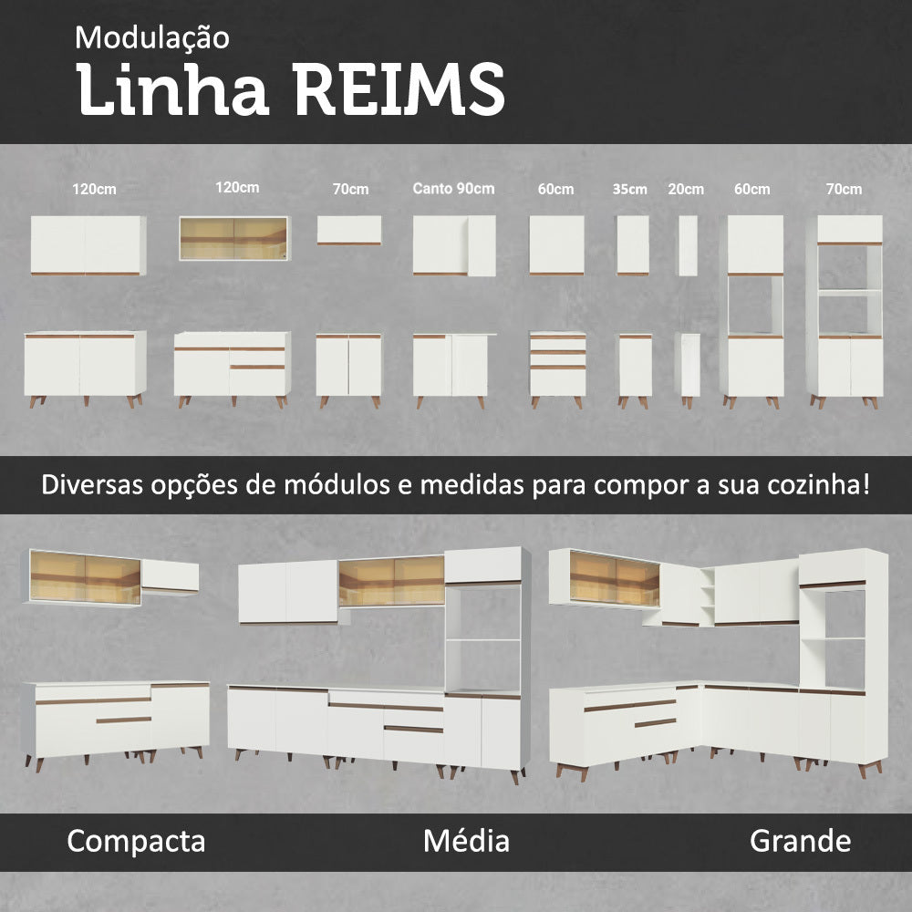 Kit con 2 Gabinetes de Cocina Madesa Reims 4 Puertas 1 Cajón (Con Encimera) Blanco