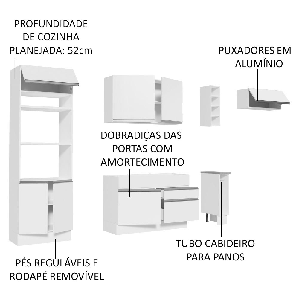 Cocina Integral 290 cm Blanco Safira 14