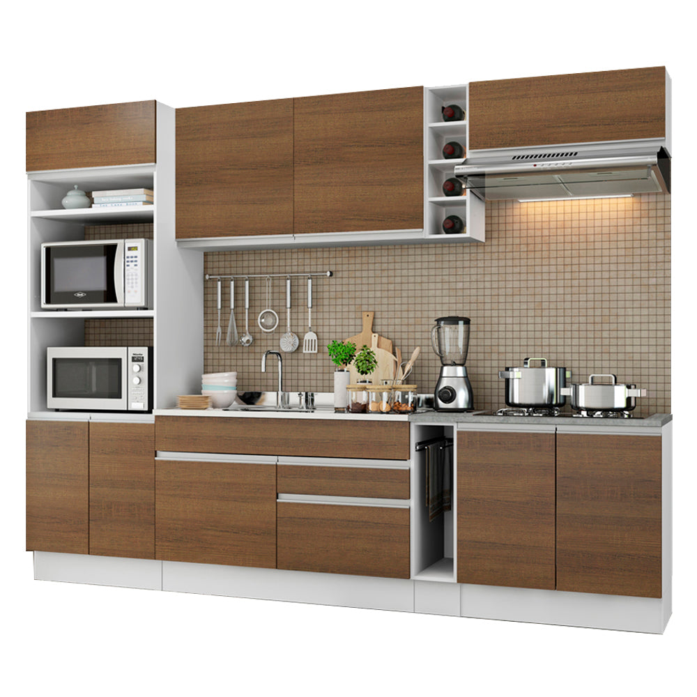 Cocina Integral 290 cm Blanco/Marrón Vicenza