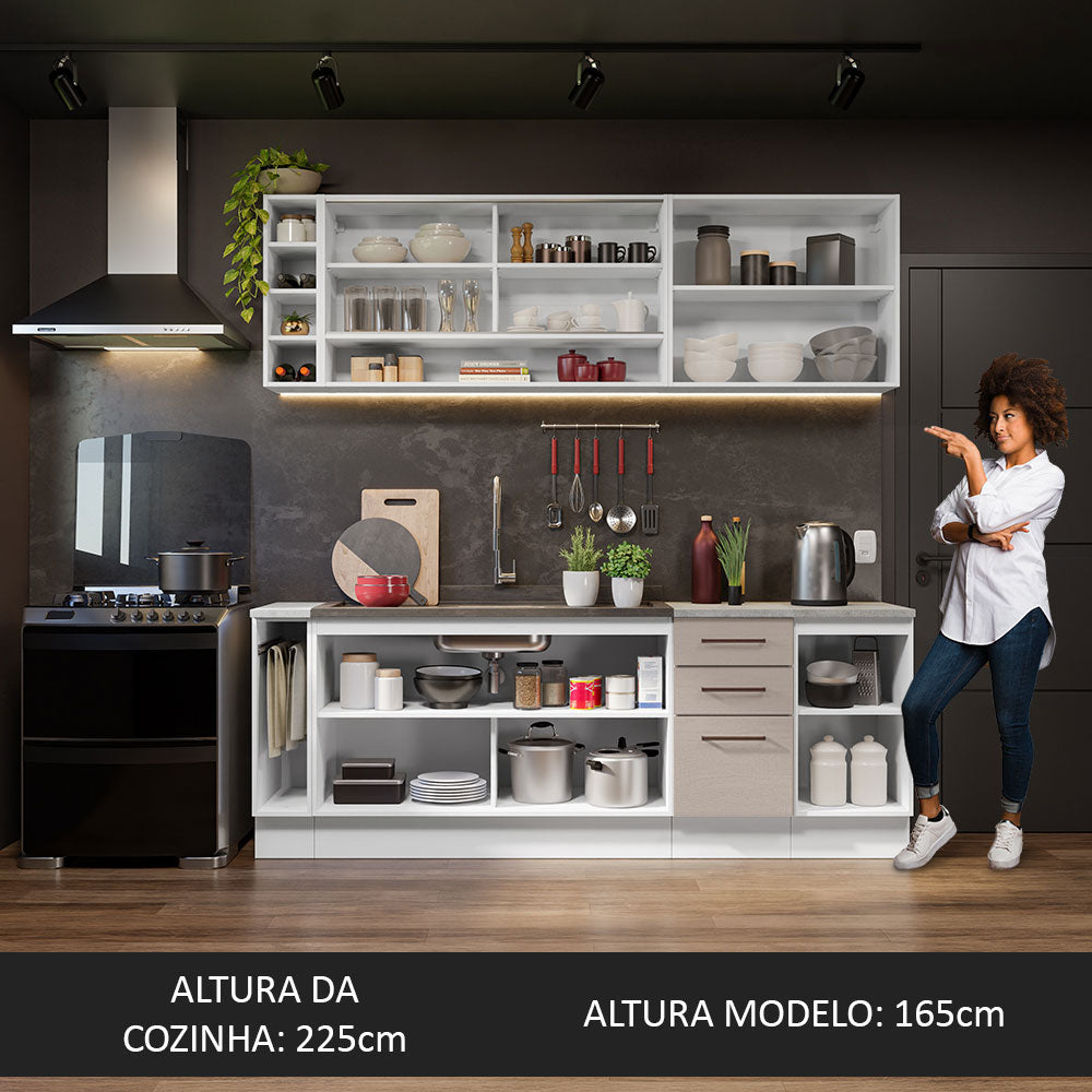 Cocina Integral 220cm Blanco/Crema Agata de Thêmis