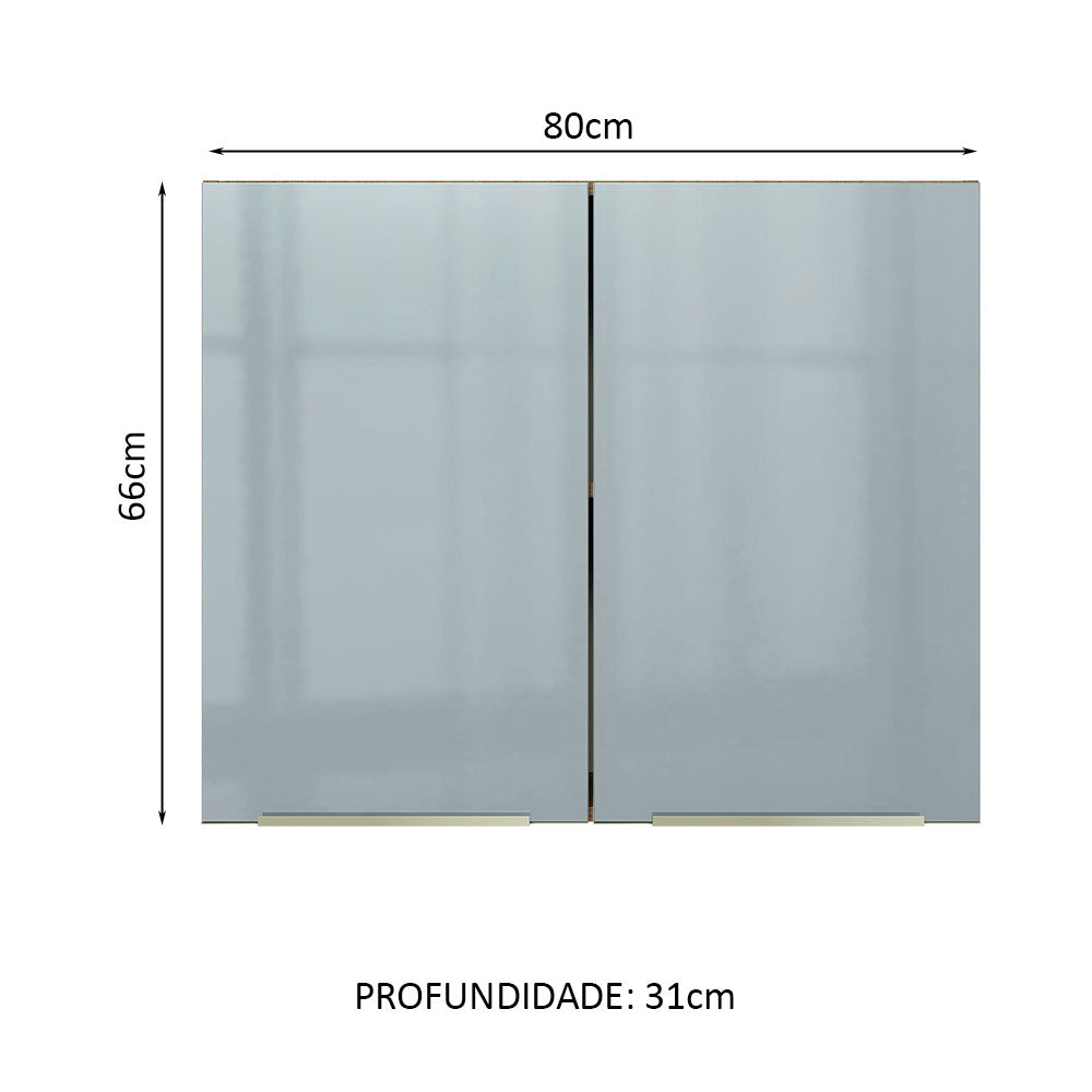 Gabinete Superior 80 cm 2 Puertas Marrón/Gris Lux Madesa
