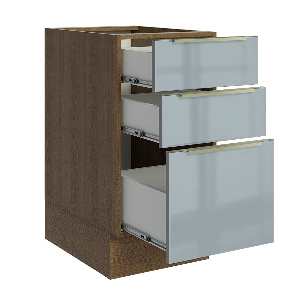 Gabinete Bajo 40 cm 3 Cajones Sin Encimera Marrón/Gris Lux Madesa