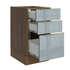 Gabinete Bajo 40 cm 3 Cajones Sin Encimera Marrón/Gris Lux Madesa