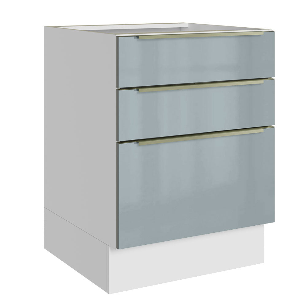 Gabinete Bajo 60 cm 3 Cajones Sin Encimera Blanco/Gris Lux Madesa