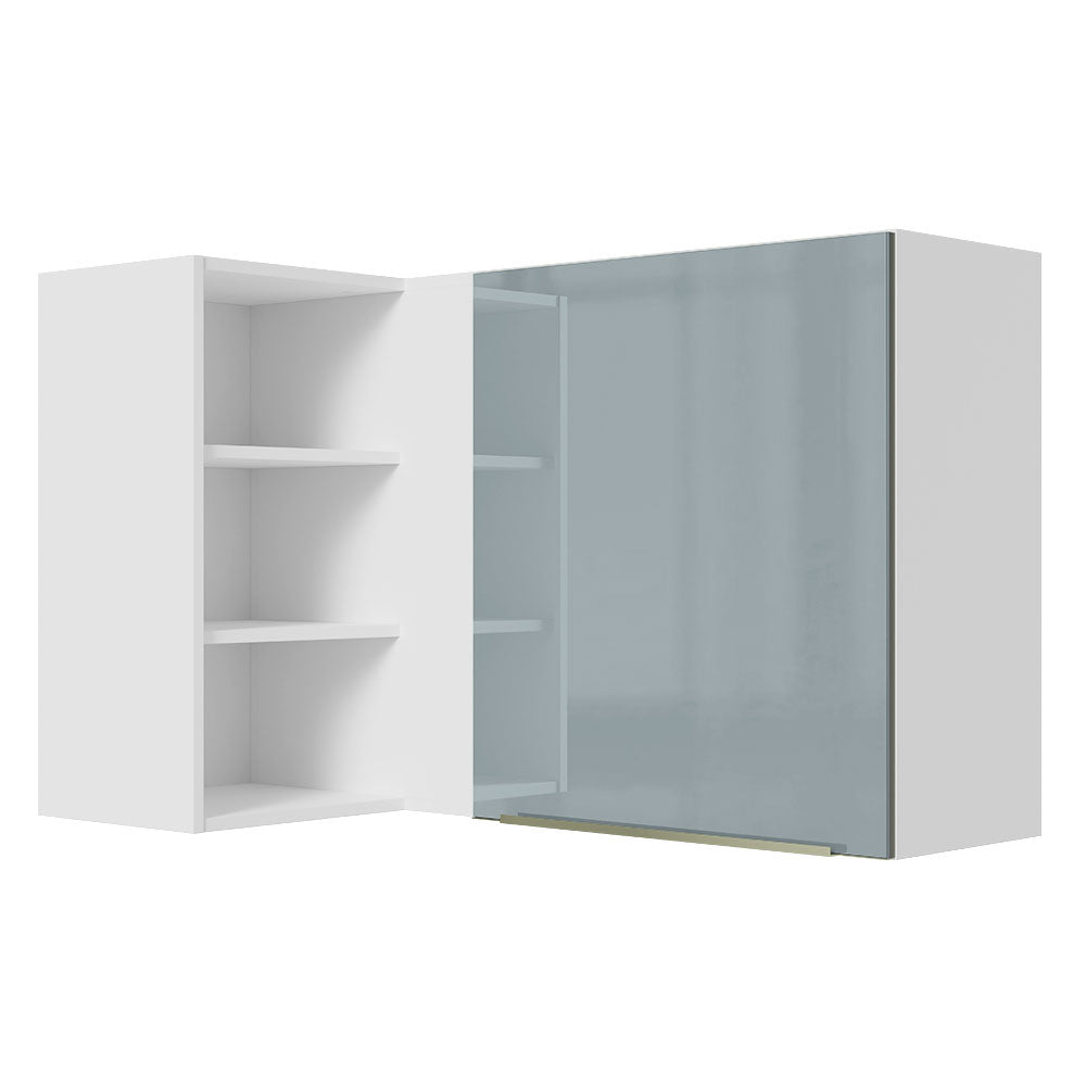 Gabinete Superior Esquinero 166 cm 1 Puerta 3 Nichos Blanco/Gris Lux Madesa
