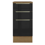 Gabinete Bajo 40 cm 3 Cajones Marrón/Negro Lux Madesa
