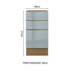Gabinete Bajo 40 cm 3 Cajones Sin Encimera Marrón/Gris Lux Madesa