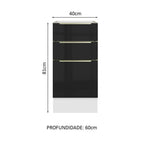 Gabinete Bajo 40 cm 3 Cajones Sin Encimera Blanco/Negro Lux Madesa