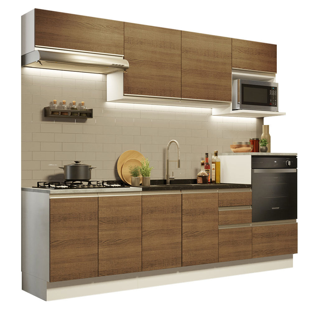 Cocina Integral 260 x 60 cm Blanco/Marrón Glamy 02