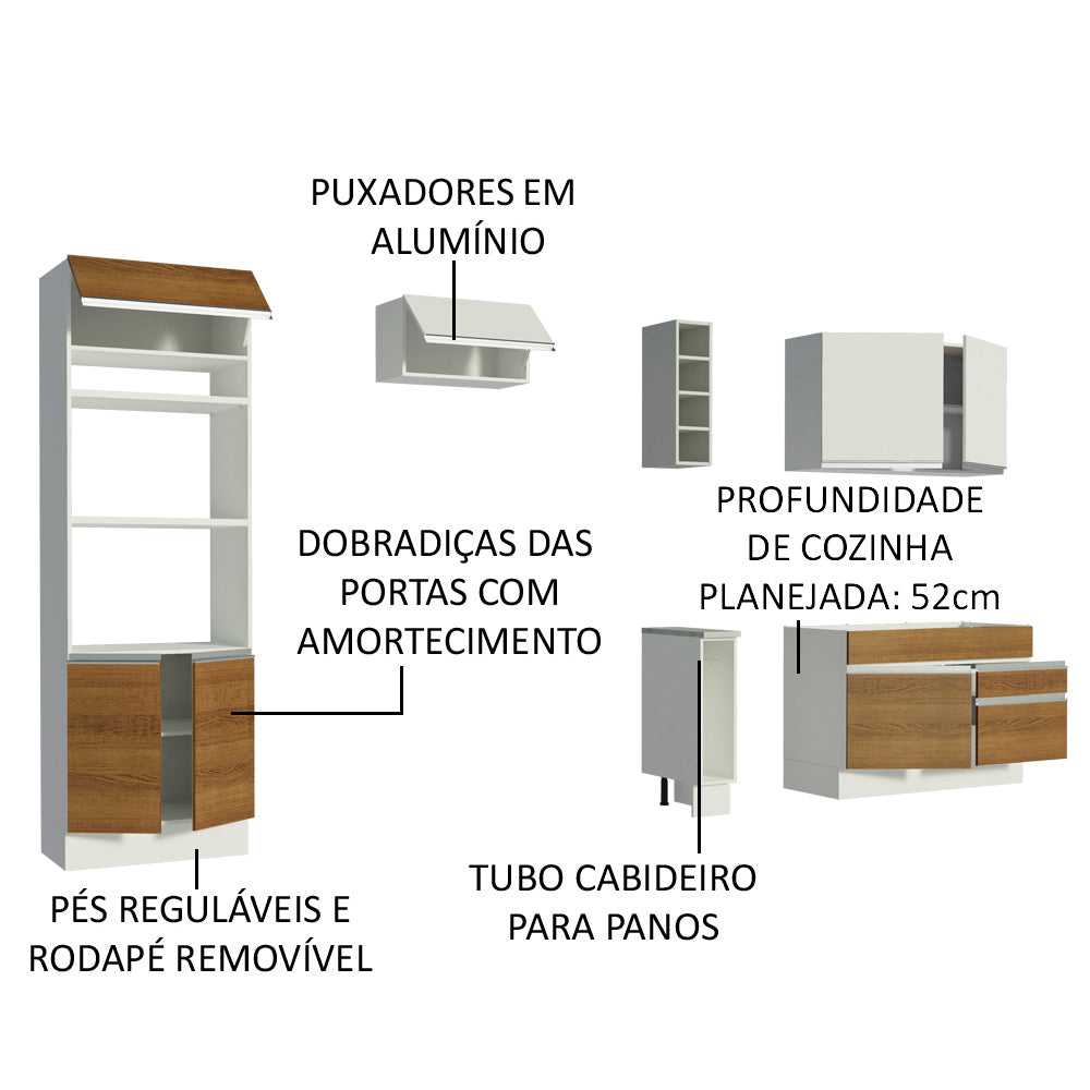 Cocina Integral 270cm Blanco/Marrón/Blanco Jade 09