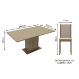 Conjunto Comedor Madesa Ohana Mesa Encimera de Madera con 6 Sillas Marrón/Crema/Sintético Beige