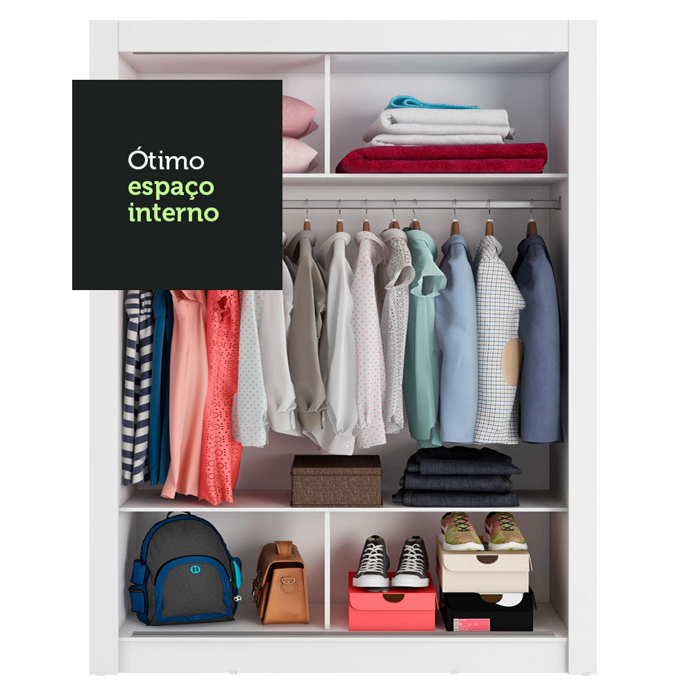 Clóset Soltero 117 cm 2 Puertas Corredizas Blanco/Marrón Denver Madesa