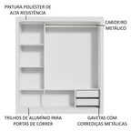Clóset Matrimonial 170 cm 3 Puertas Corredizas 2 Cajones Blanco Lyon Madesa