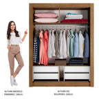 Clóset Soltero 117 cm 2 Puertas Corredizas 4 Cajones Marrón Dallas Madesa