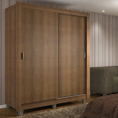 Clóset Soltero Dallas 2 Puertas Corredizas 2 Cajones con Patas Marrón