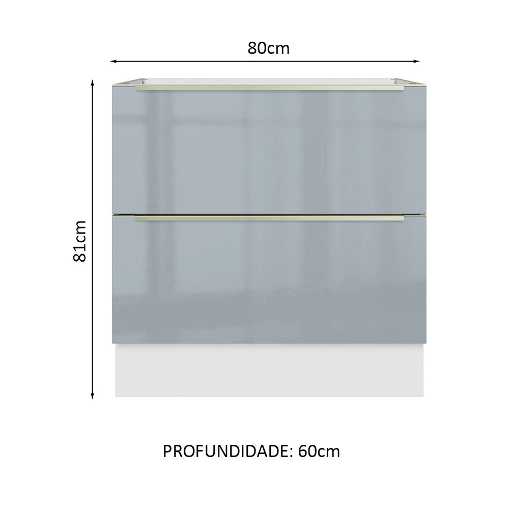 Gabinete Bajo 80 cm 2 Cajones Sin Encimera Blanco/Gris Lux Madesa